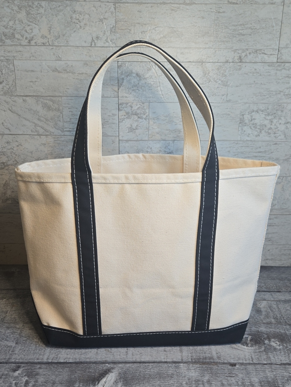 L.L. Bean Boat And Tote Canvas Black Medium Regular Handles
